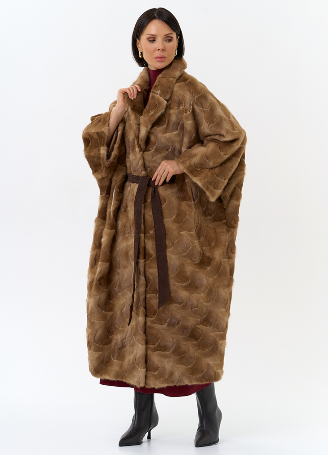 фото Шуба из меха норки с английским воротником модель № 31181