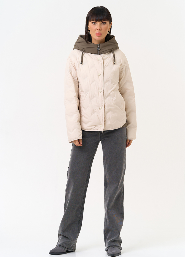 Женская куртка с контрастным капюшоном модель № 31543 универмаг малина