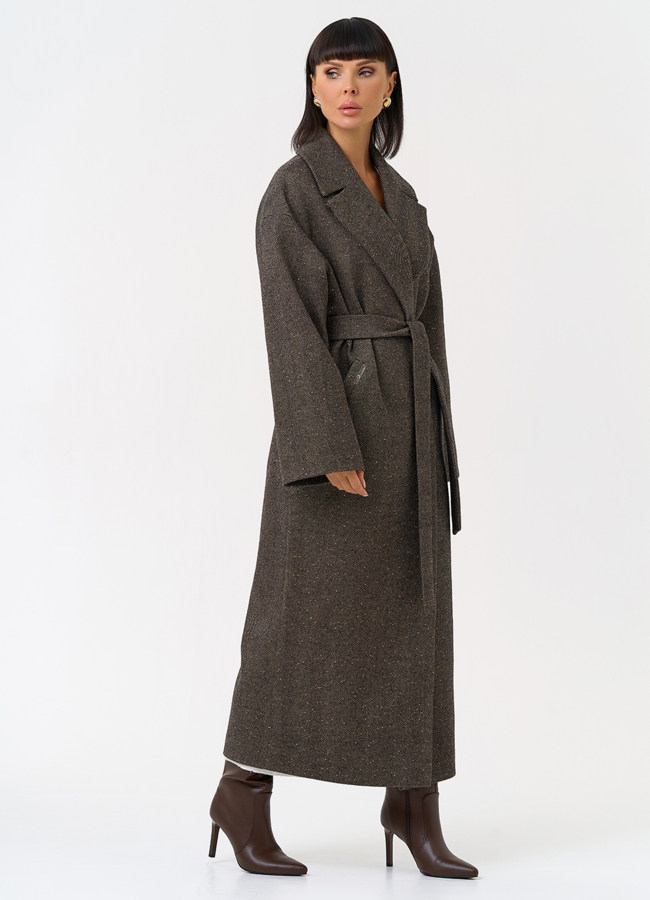 Женское длинное пальто с английским воротником модель № 31417 универмаг малина