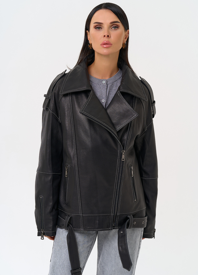 Куртка из натуральной кожи с капюшоном модель № 1729 универмаг малина