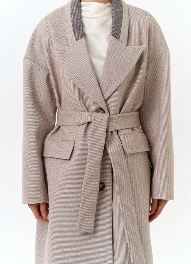 Женское пальто с акцентным воротником модель № 32812 универмаг малина