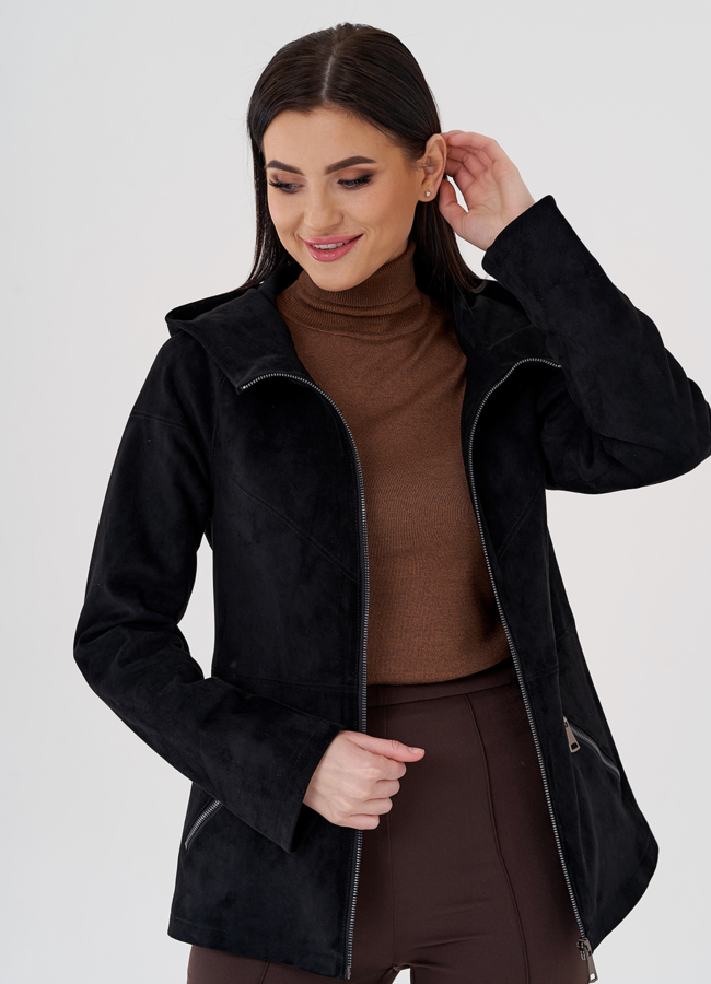 Куртка из эко замши с капюшоном модель № 24104 универмаг малина