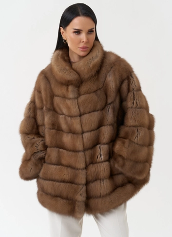 Шуба из куницы с воротником стойка