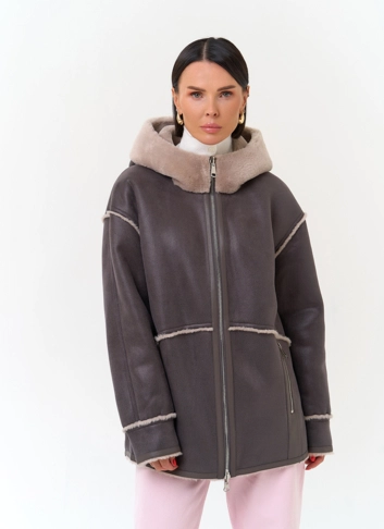 Женская дубленка из эко замши