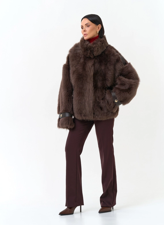 Женская дубленка с воротником стойкой фото