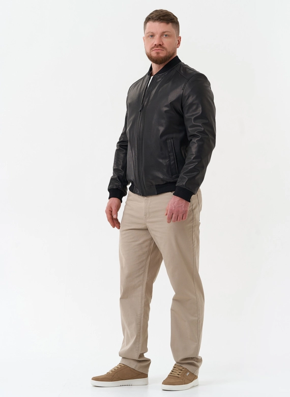 Мужская куртка бомбер из натуральной кожи