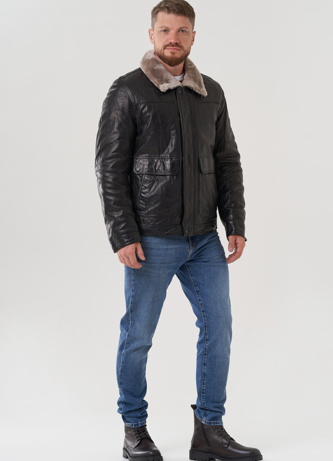 Куртка мужская из натуральной кожи  модель № 82316 в кредит