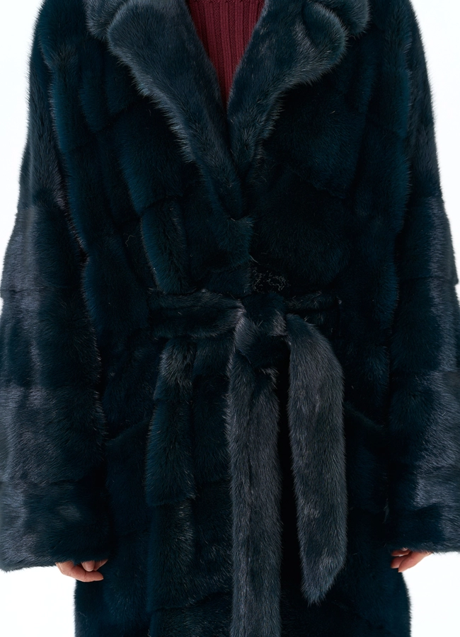 Зеленая шуба из норки модель № 31872 универмаг малина