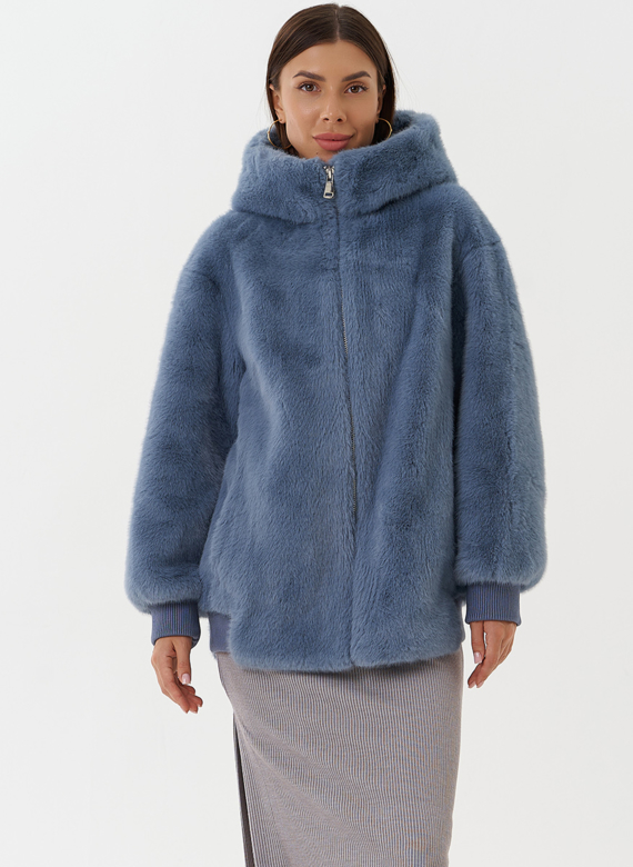 Шуба из эко меха с капюшоном