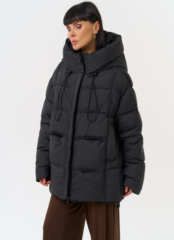 Двухсторонний женский пуховик с капюшоном