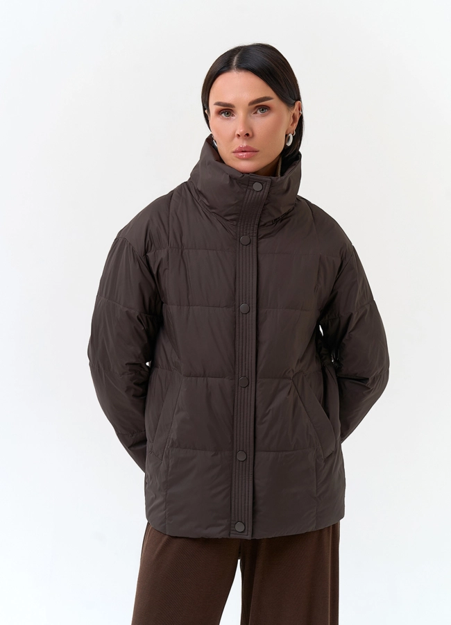 Женская куртка с воротником стойкой модель № 33787 меха малина