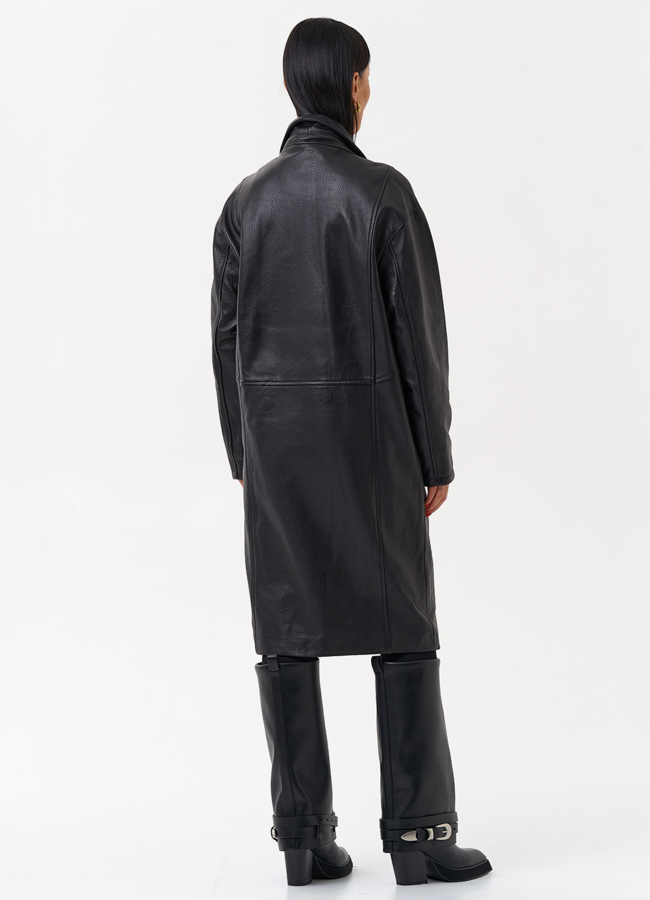 Плащ женский длинный из натуральной кожи модель № 4447 в кредит